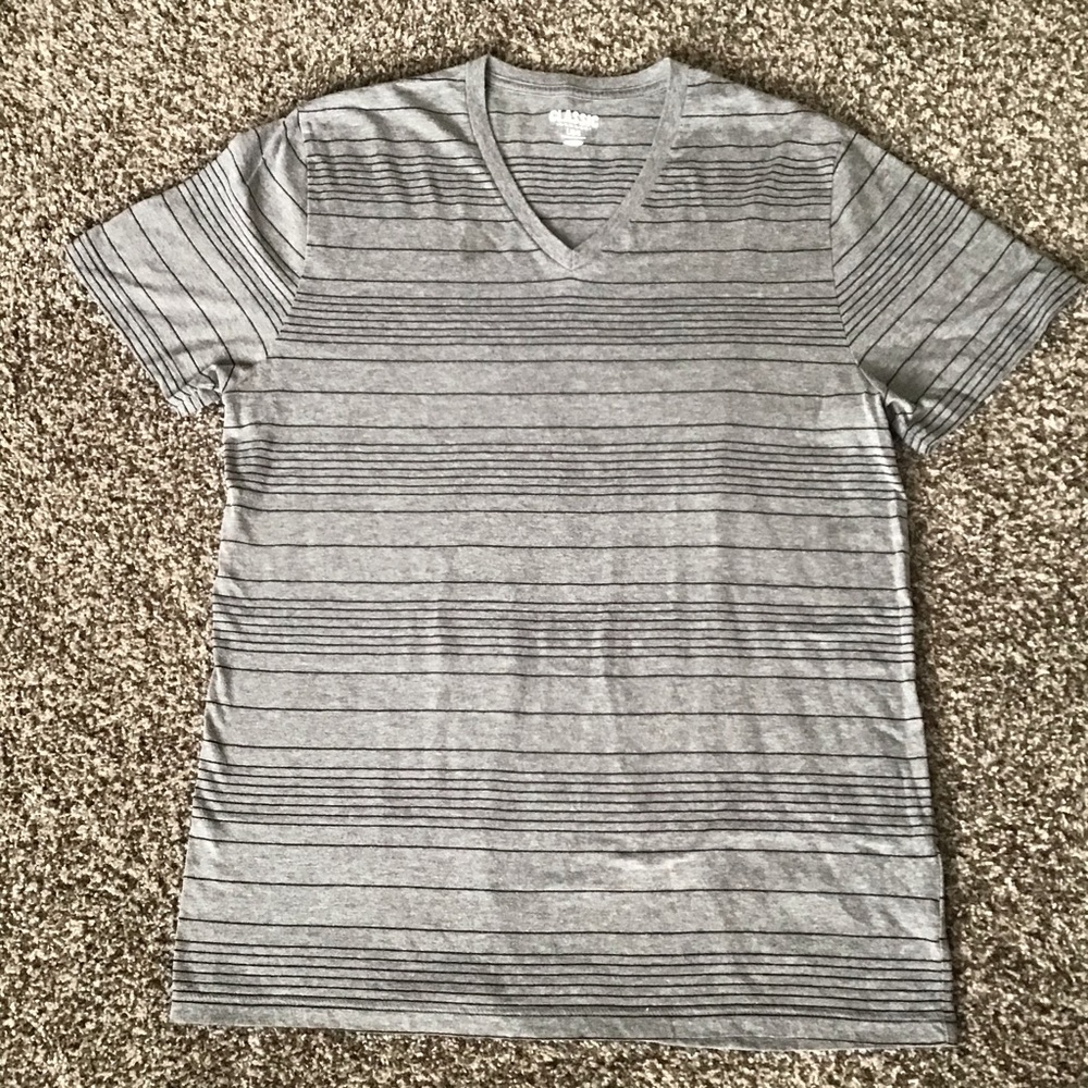 Old Navy Gray V-Neck with Black Stripes (L)